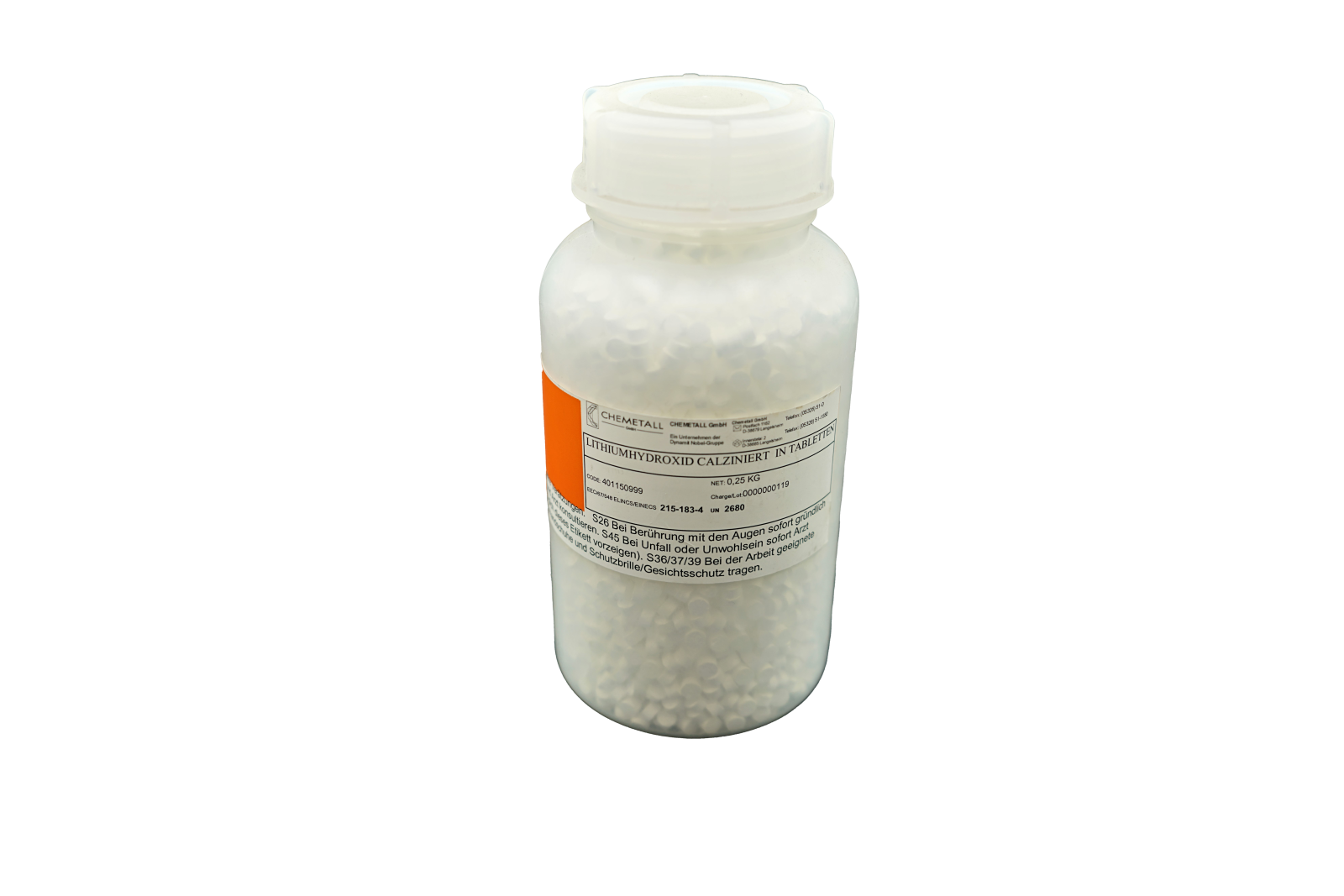 Lithium hydroxide, 250 g, calcined
